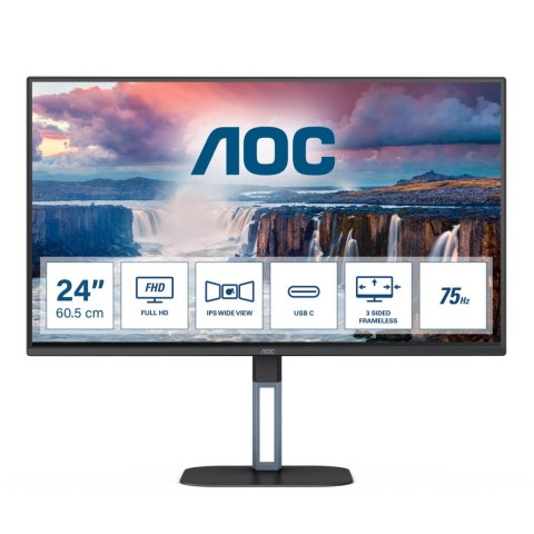 AOC Monitor AOC 23,8" 24V5CE/BK HDMI USB-C 3.2 głośniki 3Wx2