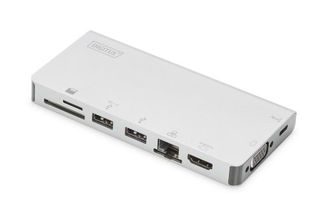 Digitus Stacja dokująca podróżna DIGITUS USB Typ C, 8-portów 4K 30Hz, HQ, aluminiowa, srebrna Digitus Stacja dokująca podróżna DIGITUS USB Typ C, 8-portów 4K 30Hz, HQ, aluminiowa, srebrna