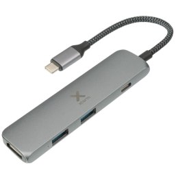 Xtorm Replikator portów Xtorm USB-C Hub 4-in-1 (pleciony kabel) szary