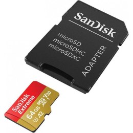 SanDisk Karta pamięci MicroSDXC SanDisk EXTREME 64GB 160/60 MB/s A2 Class 10 V30 UHS-I U3 + adapter