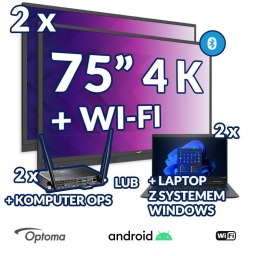 OPTOMA Zestaw interaktywny(wariant 6) 2x Monitor interaktywny OPTOMA 65"4K z Androidem 8.0 i WiFi+2x komputer OPS/Laptop 15,6" z system