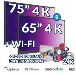 OPTOMA Zestaw interaktywny (wariant 7) Monitor interaktywny OPTOMA 75" 4K + 65" 4K z Androidem 8.0 i WiFi + 2x robot do nauki programow