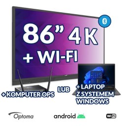 OPTOMA Zestaw interaktywny(wariant 8) Monitor interaktywny OPTOMA 86" 4K z Androidem 8.0 i WiFi + 1x komputer OPS/Laptop 15,6" z system