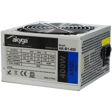 AKYGA Zasilacz ATX 400W Akyga Basic AK-B1-400 Fan12cm P4 3xSATA AKYGA Zasilacz ATX 400W Akyga Basic AK-B1-400 Fan12cm P4 3xSATA