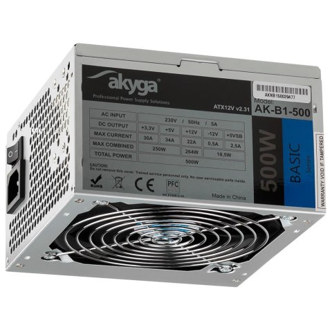 AKYGA Zasilacz ATX 500W Akyga Basic AK-B1-500 Fan12cm P4 3xSATA PCI-E AKYGA Zasilacz ATX 500W Akyga Basic AK-B1-500 Fan12cm P4 3xSATA PCI-E