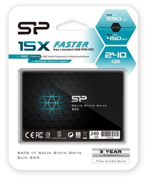 Silicon Power Dysk SSD Silicon Power S55 240GB 2.5" SATA3 (550/450 MB/s) 7mm Silicon Power Dysk SSD Silicon Power S55 240GB 2.5" SATA3 (550/450 MB/s) 7mm