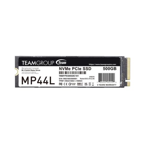 Team Group Dysk SSD Team Group MP44L 500GB M.2 PCIe NVMe Gen4 x4 (5000/2500 MB/s) Team Group Dysk SSD Team Group MP44L 500GB M.2 PCIe NVMe Gen4 x4 (5000/2500 MB/s)