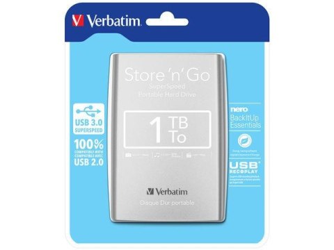 VERBATIM Dysk zewnętrzny Verbatim 1TB Store 'n' Go 2.5" srebrny USB 3.0