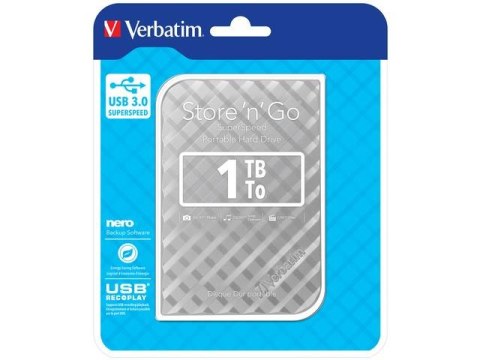 VERBATIM Dysk zewnętrzny Verbatim 1TB Store 'n' Go 2.5" srebrny USB