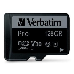 VERBATIM Karta pamięci Micro SDXC Verbatim Pro U3 128GB (90/45 MB/s) Class 10 U3 V30 + adapter