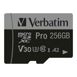 VERBATIM Karta pamięci Micro SDXC Verbatim Pro U3 256GB (100/90 MB/s) Class 10 U3 V30 + adapter