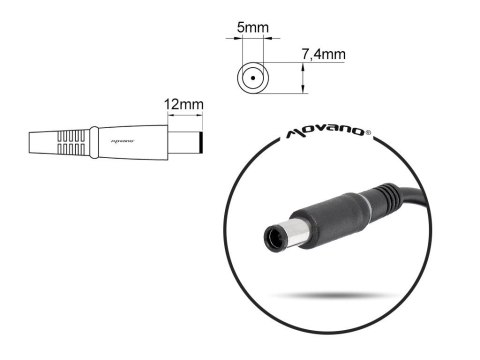 Przewód do zasilacza / ładowarki Dell PA-3E (7.4x5.0 z bolcem PIN) - podświetlany Przewód do zasilacza / ładowarki Dell PA-3E (7.4x5.0 z bolcem PIN) - podświetlany