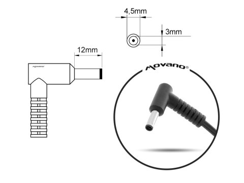 Przewód do zasilacza / ładowarki HP (4.5x3.0 PIN z bolcem) - 120W Przewód do zasilacza / ładowarki HP (4.5x3.0 PIN z bolcem) - 120W