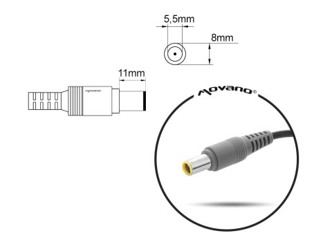 Przewód do zasilacza / ładowarki Lenovo (8.0x5.5 z bolcem) - 135W Przewód do zasilacza / ładowarki Lenovo (8.0x5.5 z bolcem) - 135W