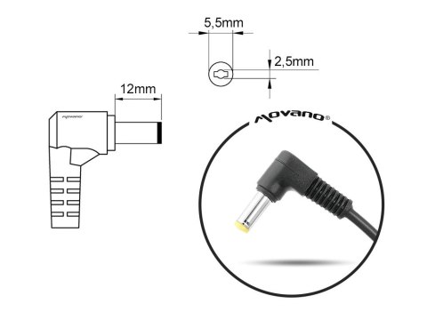 Przewód do zasilacza / ładowarki Liteon Asus Toshiba (5.5x2.5) - kątowy Przewód do zasilacza / ładowarki Liteon Asus Toshiba (5.5x2.5) - kątowy