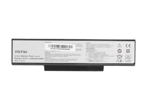 Bateria Mitsu do Asus K72, K73, N73, X77 Bateria Mitsu do Asus K72, K73, N73, X77