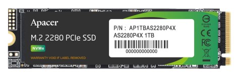 Apacer Dysk SSD Apacer AS2280P4X 1TB M.2 2280 PCIe NVMe Gen3 x4 (2100/1700 MB/s)