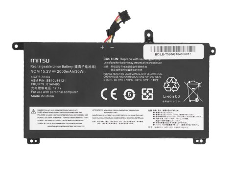 Bateria Mitsu do Lenovo ThinkPad T570, T580, P51s, P52s - wewnętrzna Bateria Mitsu do Lenovo ThinkPad T570, T580, P51s, P52s - wewnętrzna