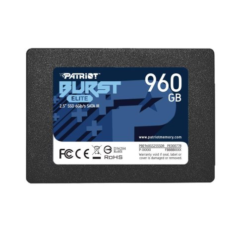 Patriot Memory Dysk SSD Patriot Burst Elite 960GB SATA3 2,5" (450/320 MB/s) 7mm Patriot Memory Dysk SSD Patriot Burst Elite 960GB SATA3 2,5" (450/320 MB/s) 7mm