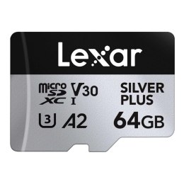 Lexar Karta pamięci Lexar microSDXC Silver Plus 64GB V30 UHS-I U3 A2 205/100MB/s