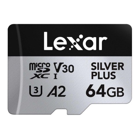 Lexar Karta pamięci Lexar microSDXC Silver Plus 64GB V30 UHS-I U3 A2 205/100MB/s Lexar Karta pamięci Lexar microSDXC Silver Plus 64GB V30 UHS-I U3 A2 205/100MB/s