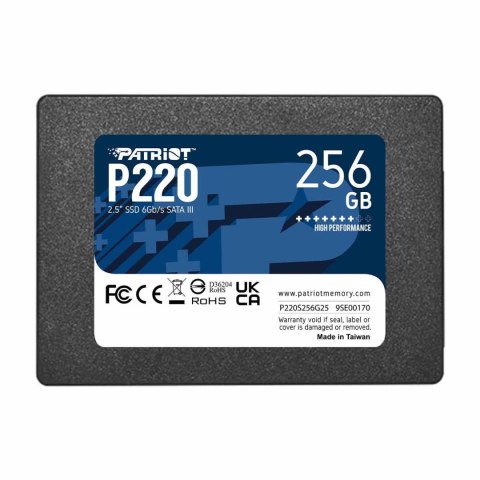 Patriot Memory Dysk SSD Patriot P220 256GB 2.5" SATA3 (550/490 MB/s) 7mm Patriot Memory Dysk SSD Patriot P220 256GB 2.5" SATA3 (550/490 MB/s) 7mm