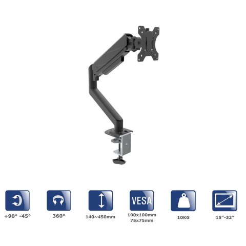 AKYGA Uchwyt biurkowy do monitora Akyga AK-MB-05 regulowane ramię gazowe 10kg VESA 75x75mm / 100x100mm 15-32" AKYGA Uchwyt biurkowy do monitora Akyga AK-MB-05 regulowane ramię gazowe 10kg VESA 75x75mm / 100x100mm 15-32"