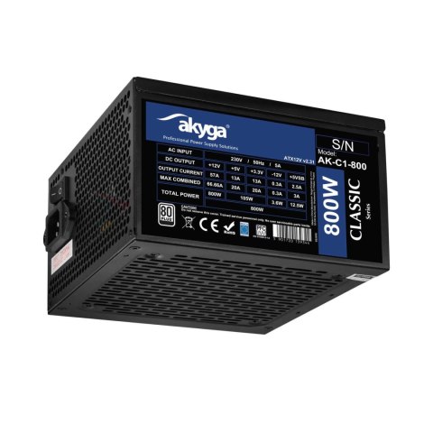 AKYGA Zasilacz ATX 800W Akyga AK-C1-800 P4+4 2x PCI-E 6+2 pin 6x SATA 3x Molex APFC FAN 12cm AKYGA Zasilacz ATX 800W Akyga AK-C1-800 P4+4 2x PCI-E 6+2 pin 6x SATA 3x Molex APFC FAN 12cm