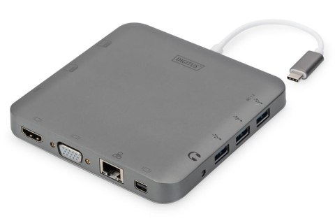 Digitus Stacja dokująca DIGITUS USB Typ C 11-portów Dual Monitor 4K 30Hz PD 2.0 HQ aluminiowa Digitus Stacja dokująca DIGITUS USB Typ C 11-portów Dual Monitor 4K 30Hz PD 2.0 HQ aluminiowa