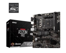 MSI Płyta MSI A520M PRO /AMD A520/DDR4/SATA3/M.2/USB3.1/PCIe3.0/AM4/mATX