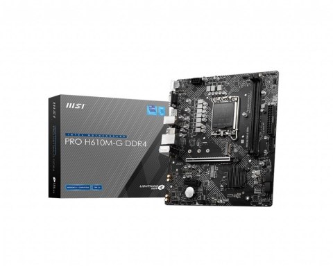 MSI Płyta MSI PRO H610M-G DDR4/H610/DDR4/SATA3/M.2/USB3.0/PCIe4.0/s.1700/mATX MSI Płyta MSI PRO H610M-G DDR4/H610/DDR4/SATA3/M.2/USB3.0/PCIe4.0/s.1700/mATX
