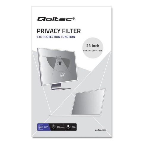 Qoltec Filtr prywatyzujący RODO Qoltec 23" (16:9) Qoltec Filtr prywatyzujący RODO Qoltec 23" (16:9)