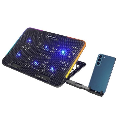 Rampage Podstawka chłodząca Rampage SIXPOWER R9 pod laptop 15,6", RGB, regulowana Rampage Podstawka chłodząca Rampage SIXPOWER R9 pod laptop 15,6", RGB, regulowana