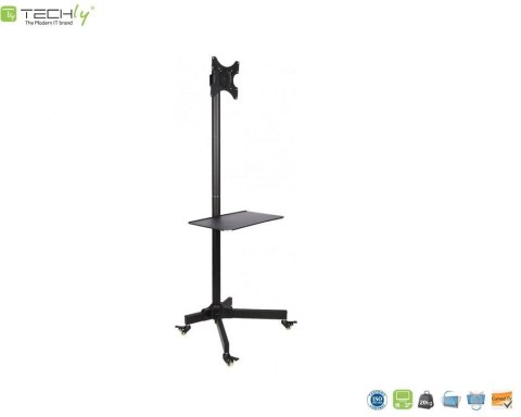 Techly Stojak mobilny Techly 19"-37", 20kg regulowany, z półką Techly Stojak mobilny Techly 19"-37", 20kg regulowany, z półką