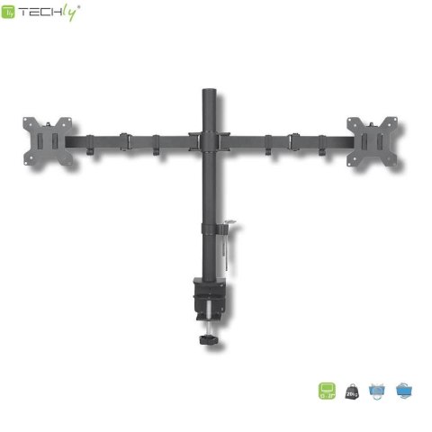 Techly Uchwyt biurkowy Techly 13"-27", 2x10kg na 2 monitory, obrotowy Techly Uchwyt biurkowy Techly 13"-27", 2x10kg na 2 monitory, obrotowy