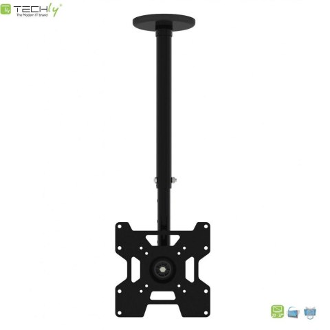 Techly Uchwyt sufitowy LCD/LED Techly 23"-37" 45kg regulowany, czarny Techly Uchwyt sufitowy LCD/LED Techly 23"-37" 45kg regulowany, czarny