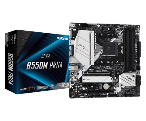 ASRock Płyta ASRock B550M Pro4/AMD B550/DDR4/SATA3/M.2/USB3.1/PCIe4.0/AM4/mATX