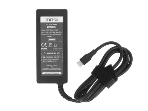 Zasilacz Mitsu 65W USB type C USB-C (black)