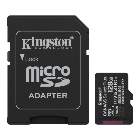 Kingston Karta pamięci Kingston microSDXC Canvas Select Plus 128GB C10 UHS-I/U1 A1 V10 + adapter