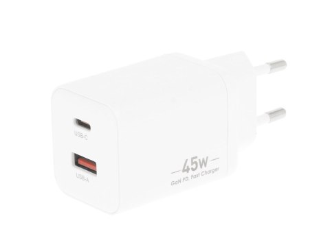 Ładowarka Movano GaN 45W USB-C PD + USB-A (white)