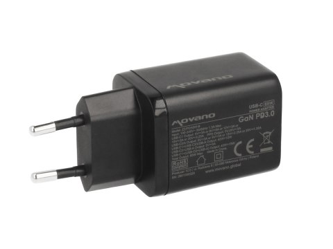 Ładowarka Movano GaN 65W 2x USB-C PD + USB-A (black)