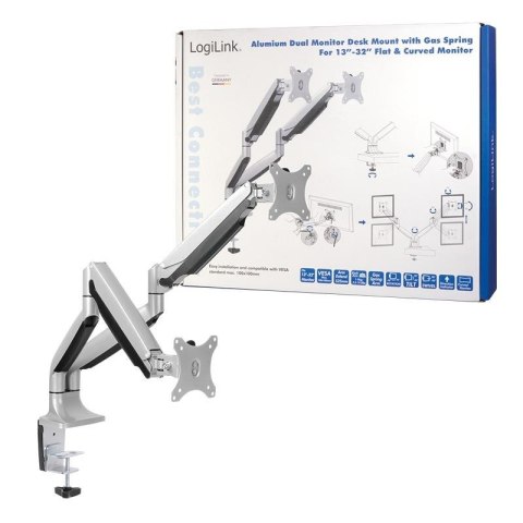 LogiLink Uchwyt do monitora podwójny LCD/LED LogiLink aluminiowy, VESA 100x100, 13-32"