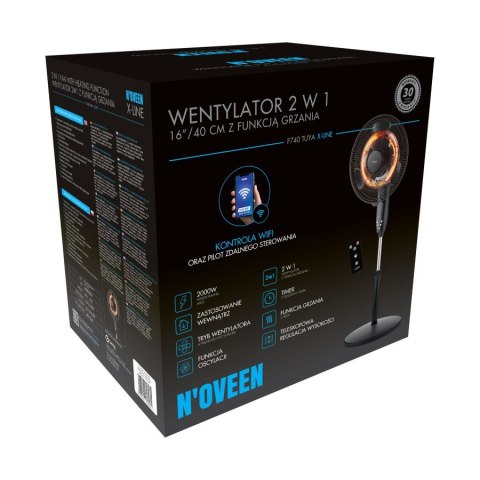 Wentylator 2 w 1 z funkcją grzania NOVEEN F740 Tuya WiFi Smart 16" (40 cm)