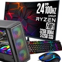 Zestaw KOMPUTER GAMINGOWY RYZEN 5 32GB RAM 512GB SSD + Monitor do gier 24 WiFi