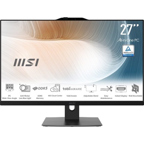 MSI AIO Modern AM272P 1M-1293XEU Core5-120U 27" IPS LED FHD Non-Touch Anti-Glare 16GB SSD512GB M.2 AX211 WiFi 6E noOS Black