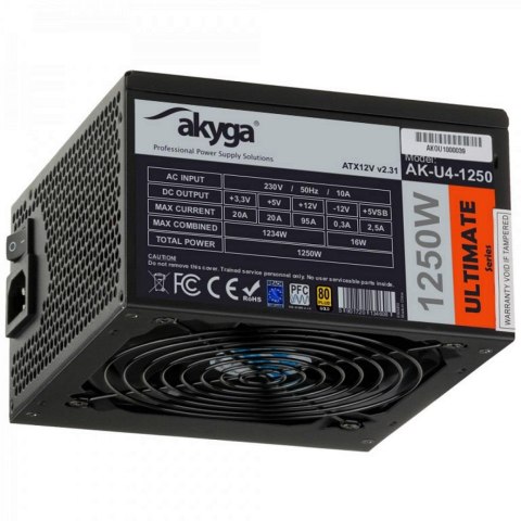 AKYGA Zasilacz ATX 1250W Akyga Ultimate AK-U4-1250 80+ Gold Fan14cm P8 5xSATA 12xPCI-E AKYGA Zasilacz ATX 1250W Akyga Ultimate AK-U4-1250 80+ Gold Fan14cm P8 5xSATA 12xPCI-E
