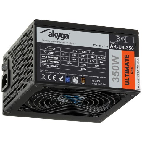 AKYGA Zasilacz ATX 350W Akyga Ultimate AK-U4-350 80+ Bronze Fan12cm P8 4xSATA PCI-E AKYGA Zasilacz ATX 350W Akyga Ultimate AK-U4-350 80+ Bronze Fan12cm P8 4xSATA PCI-E