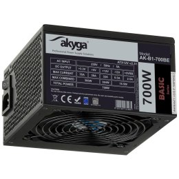 AKYGA Zasilacz ATX 700W Akyga AK-B1-700BE BLACK EDITION P4+4 PCI-E 6 pin i 6+2 pin 5x SATA PPFC FAN 12cm