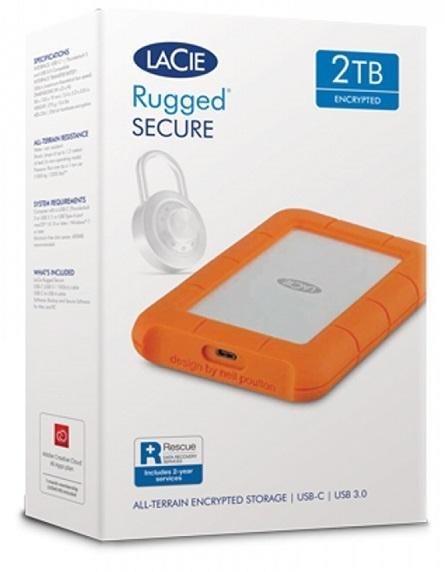 Seagate Dysk zewnętrzny LaCie Rugged Secure 2TB USB 3.0 2,5" AES-256 STFR2000403