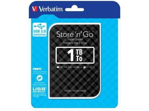 VERBATIM Dysk zewnętrzny Verbatim 1TB Store 'n' Go 2.5" 5400 USB 3.0 czarny